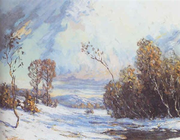 Winter Dawn Oil Painting by Walter Koeniger