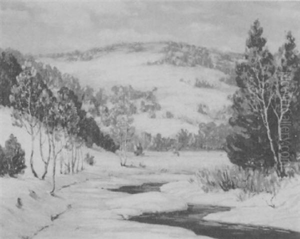 Snow Scene Oil Painting by Walter Koeniger