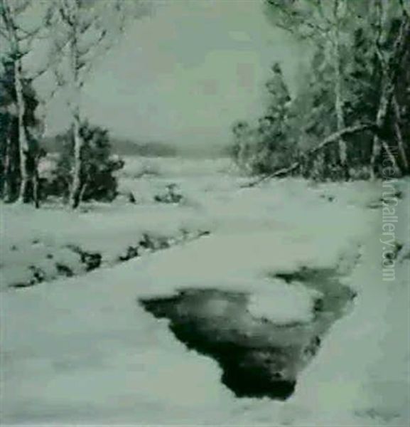 Winter Landscape With Stream by Walter Koeniger