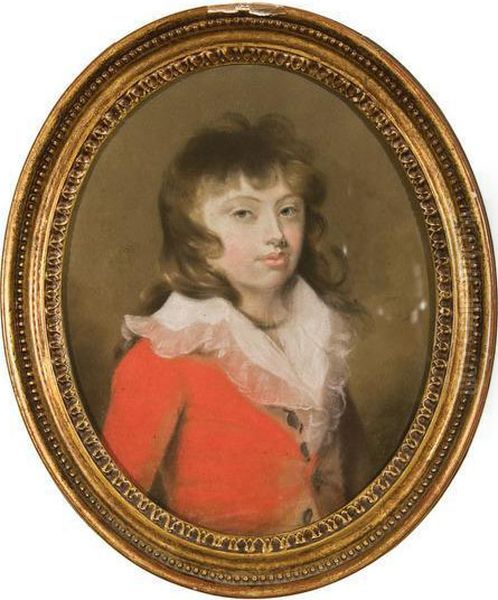 Portrait Of A Boy In A Red Jacket. Oil Painting by Lady Diana Beauclerk