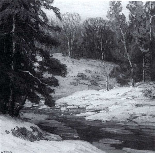 A Stream In Winter Oil Painting by Walter Koeniger