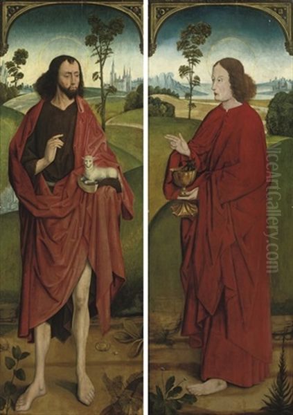 Saint John The Baptist (+ Saint John The Evangelist; Pair) Oil Painting by Johann Koerbecke