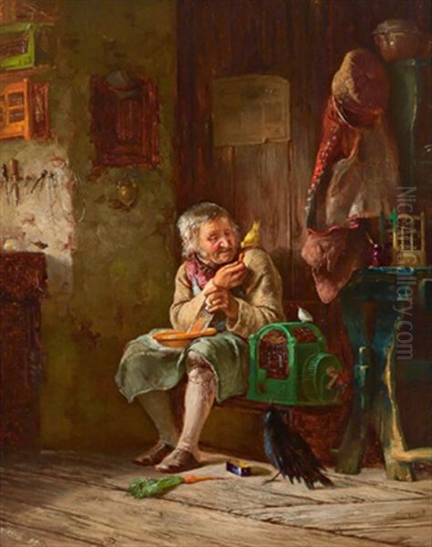 Der Vogelfreund Oil Painting by Pancraz Koerle