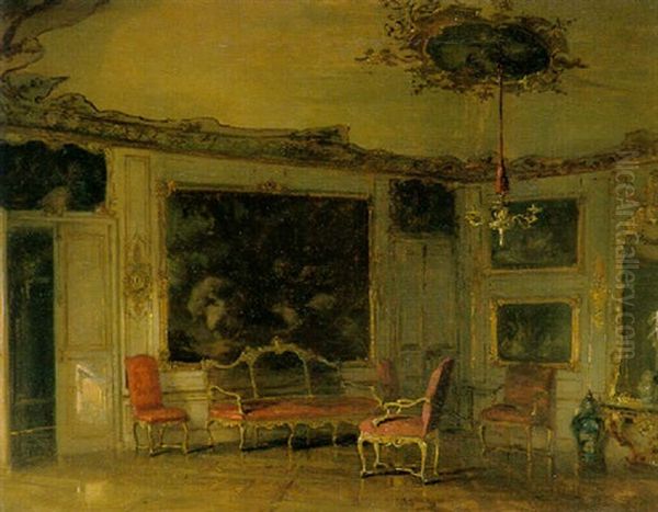 Saloninterieur Der Rokokozeit Oil Painting by Pancraz Koerle