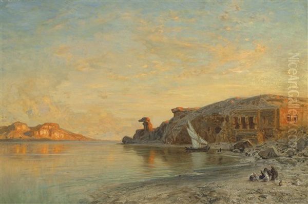 Gebel Silsileh Temple, Egypt Oil Painting by Ernest Karl Eugen Koerner