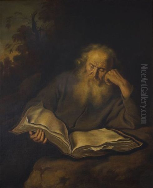 A Hermit Reading, After The Original By Salomon Koninck by Ernest Karl Eugen Koerner