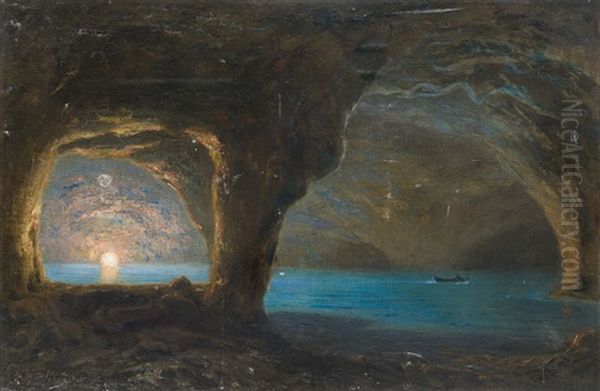 Grotte Im Sonnenuntergang Oil Painting by Ernest Karl Eugen Koerner