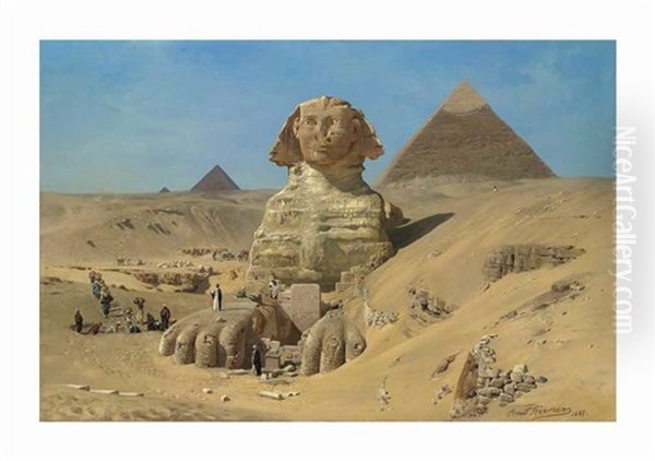 The Excavation Of The Sphinx Oil Painting by Ernest Karl Eugen Koerner