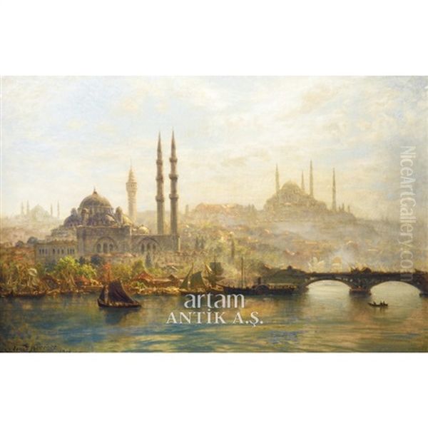 Eminonu Oil Painting by Ernest Karl Eugen Koerner