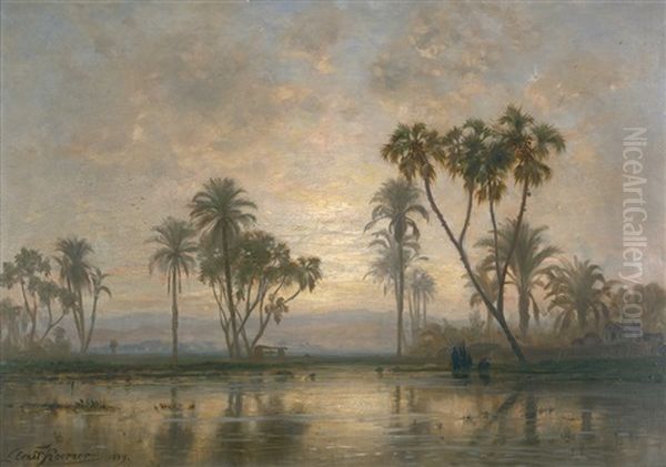 Abendlicht Uber Dem Nil Oil Painting by Ernest Karl Eugen Koerner