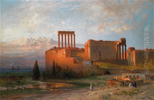 Baalbeck Am Libanon Oil Painting by Ernest Karl Eugen Koerner