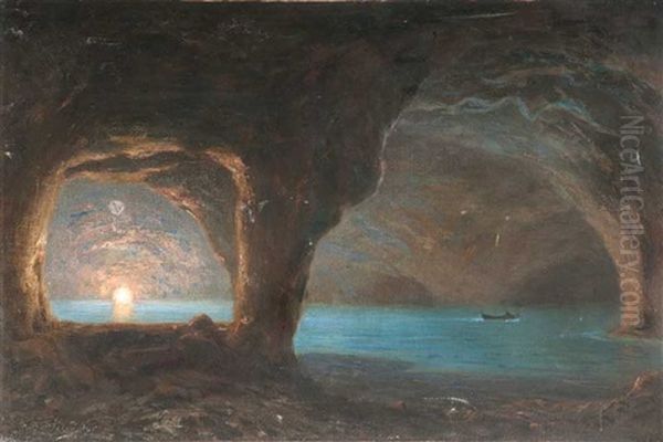 Grotte Im Sonnenuntergang Oil Painting by Ernest Karl Eugen Koerner