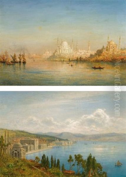 Views Of The Bosphorus (pair) Oil Painting by Ernest Karl Eugen Koerner