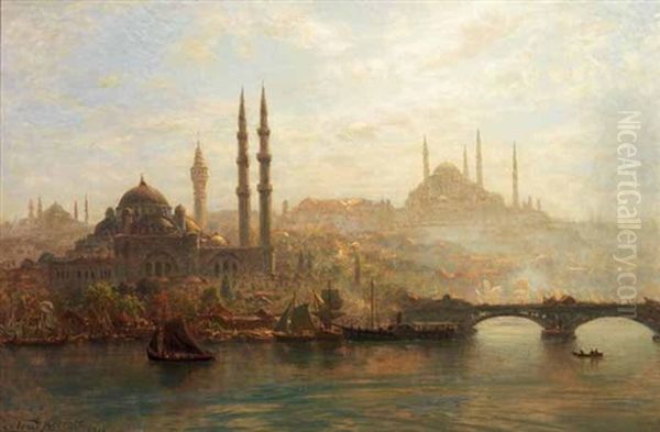 Eminonu Oil Painting by Ernest Karl Eugen Koerner