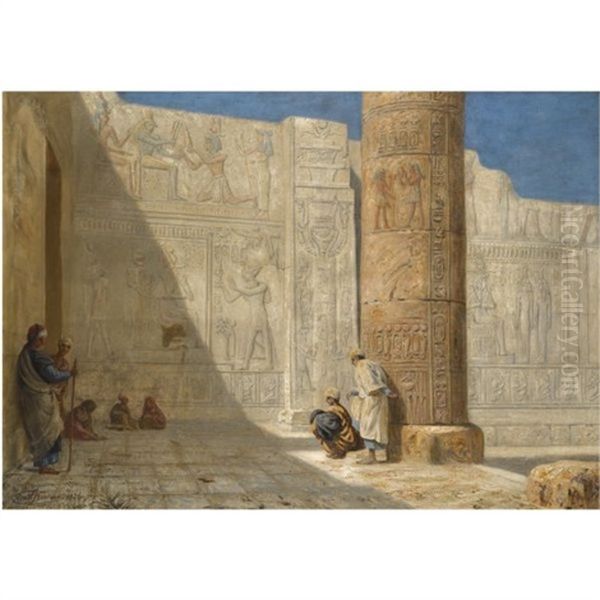 The Temple Of Seti I, Abydos Oil Painting by Ernest Karl Eugen Koerner