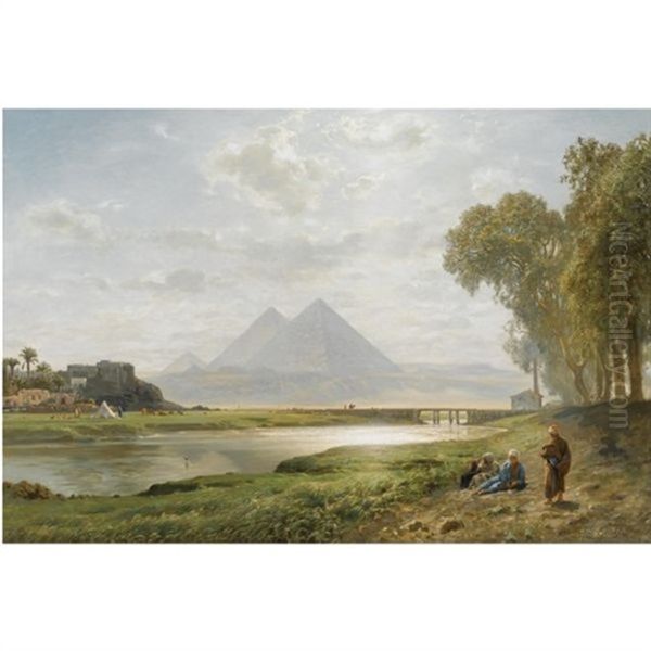 Die Pyramiden Von Gizeh (the Pyramids At Gizeh, Morning) Oil Painting by Ernest Karl Eugen Koerner