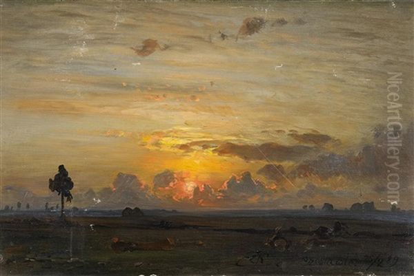 Abenddammerung Uber Der Ebene Oil Painting by Ernest Karl Eugen Koerner