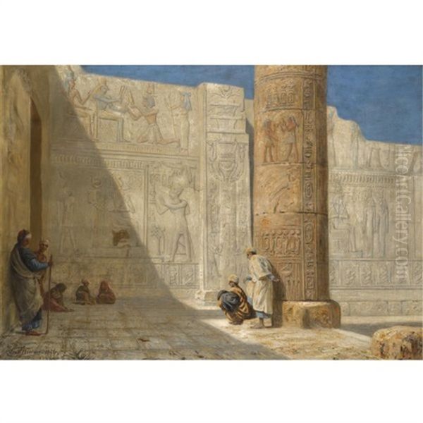 The Temple Of Seti I, Abydos Oil Painting by Ernest Karl Eugen Koerner