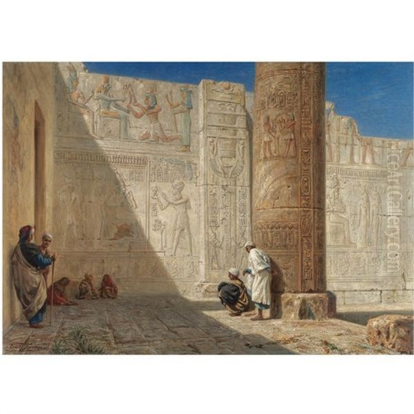 The Temple Of Seti I, Abydos Oil Painting by Ernest Karl Eugen Koerner