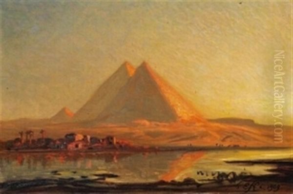 Die Pyramiden Von Gizeh Oil Painting by Ernest Karl Eugen Koerner