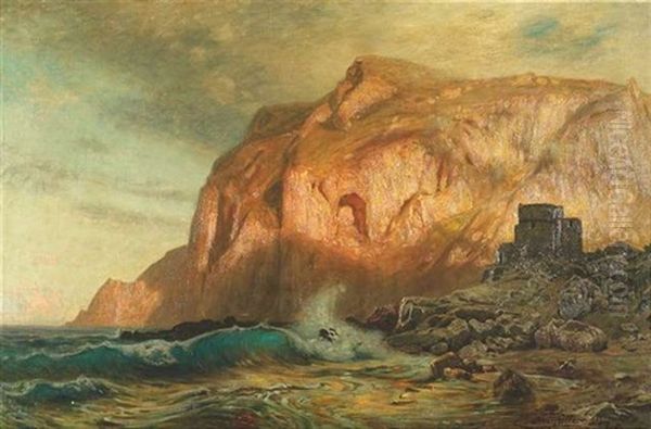 Felsenkuste Auf Capri Im Abendlicht Oil Painting by Ernest Karl Eugen Koerner