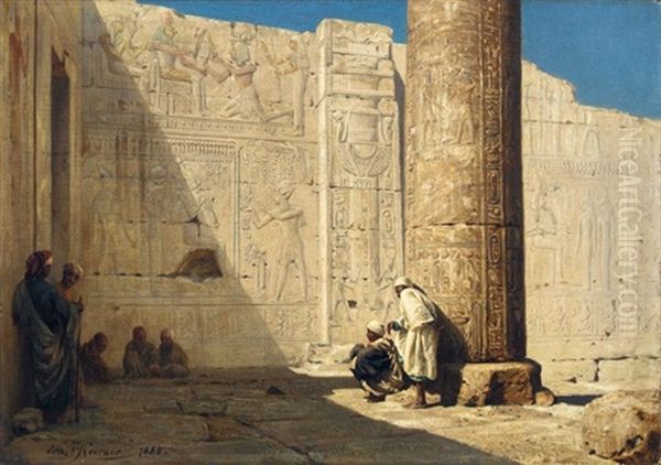 The Temple Of Seti I, Abydos Oil Painting by Ernest Karl Eugen Koerner