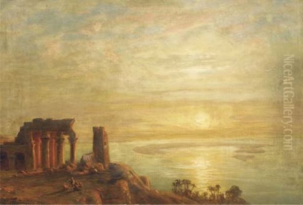 At The Temple Ruins Oil Painting by Ernest Karl Eugen Koerner