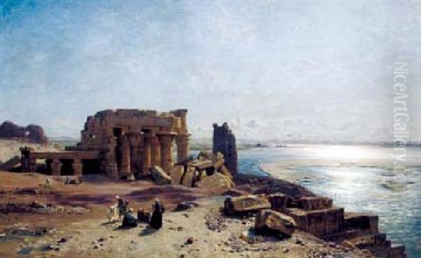 Les Ruines De Karnak Oil Painting by Ernest Karl Eugen Koerner