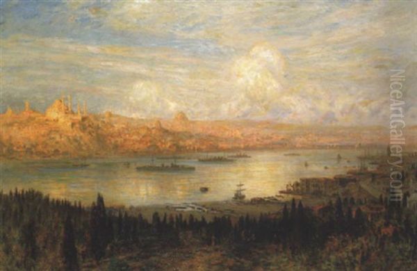 Vue De La Corne D'or Oil Painting by Ernest Karl Eugen Koerner