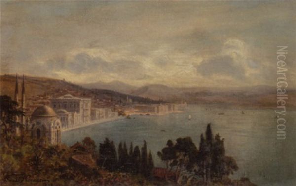 View Of The Dolmabahce Palace, Constantinople Oil Painting by Ernest Karl Eugen Koerner