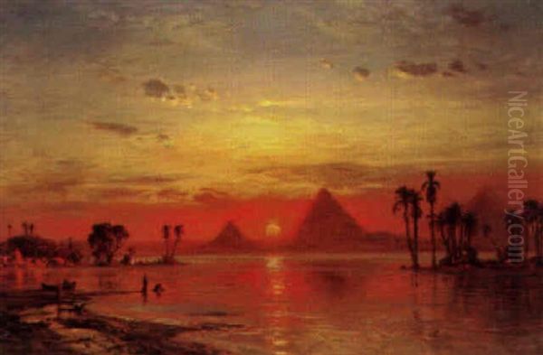 The Pyramids Of Gizeh Oil Painting by Ernest Karl Eugen Koerner