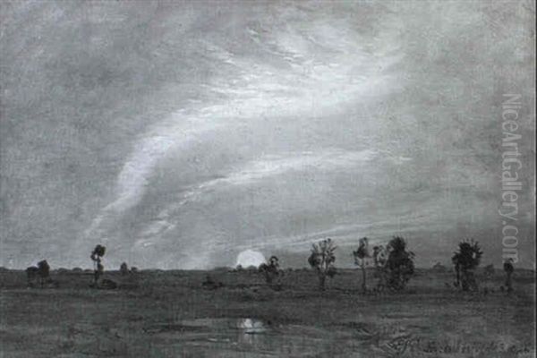 Sonnenuntergang In Koernersfelde Oil Painting by Ernest Karl Eugen Koerner