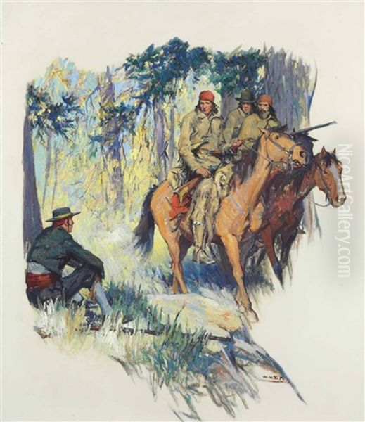 Trappers Wintering Near Monterey Oil Painting by William Henry Dethlef Koerner