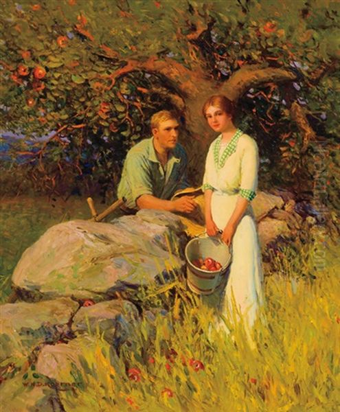 Afternoon Courtship Oil Painting by William Henry Dethlef Koerner