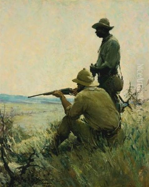 Taking Careful Aim Oil Painting by William Henry Dethlef Koerner