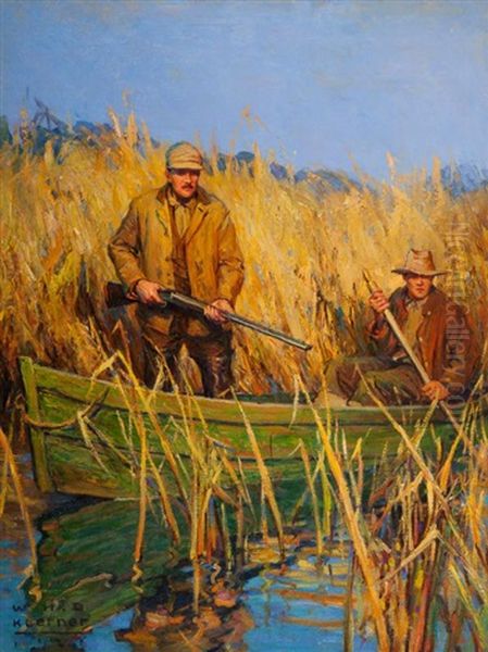 Duck Hunters Oil Painting by William Henry Dethlef Koerner