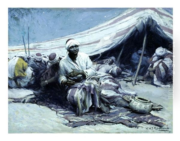 Desert Campsite Oil Painting by William Henry Dethlef Koerner