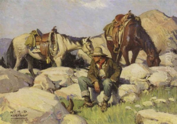 Once In The Saddle Oil Painting by William Henry Dethlef Koerner