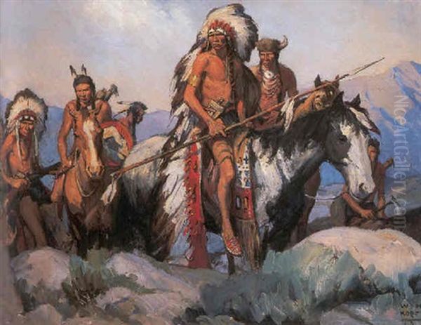 Crow Chief And Warriors by William Henry Dethlef Koerner