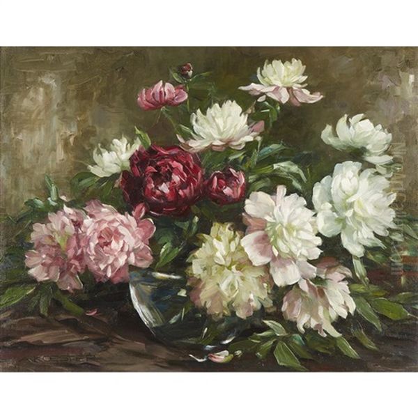 Still Life Of Flowers Oil Painting by Alexander Max Koester