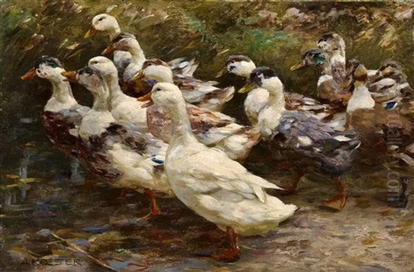 Feeding Time Oil Painting by Alexander Max Koester