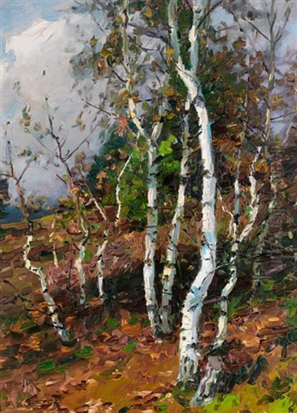 Birken In Der Heide Oil Painting by Alexander Max Koester