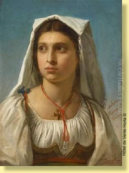 Jeune Romaine En 1860 Oil Painting by Polydore Beaufaux