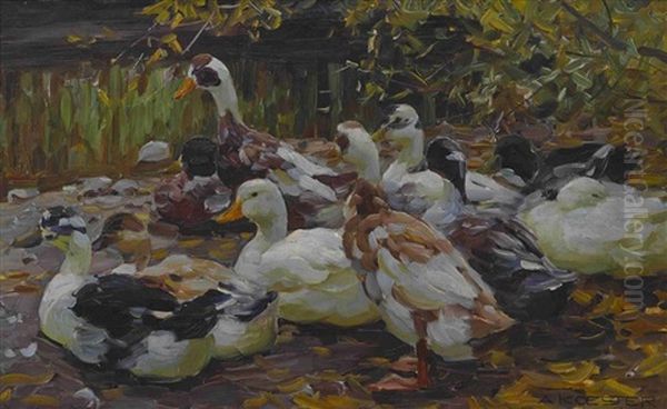 Meine Enten Oil Painting by Alexander Max Koester