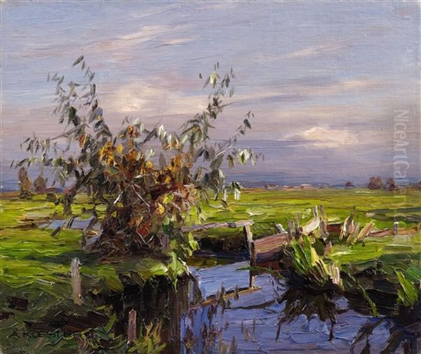 Landscape With A Weir Oil Painting by Alexander Max Koester