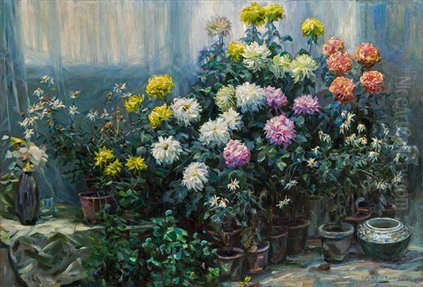 Chrysanthemen Oil Painting by Alexander Max Koester