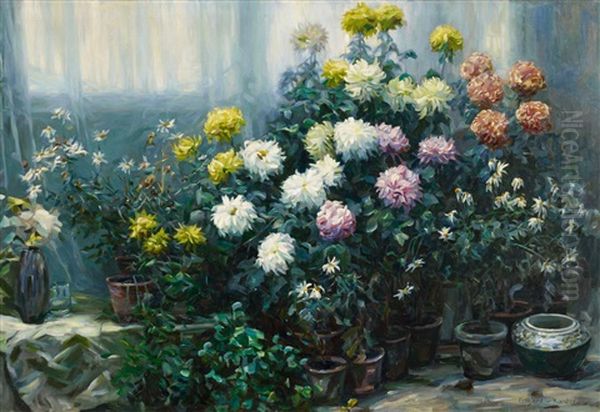 Chrysanthemen Oil Painting by Alexander Max Koester