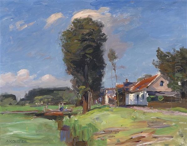 Kanal In Holland Oil Painting by Alexander Max Koester