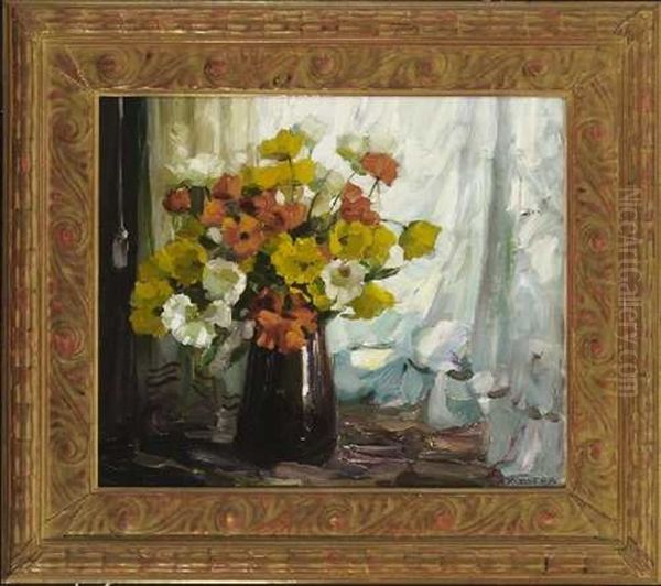 Mohn In Brauner Vase Oil Painting by Alexander Max Koester