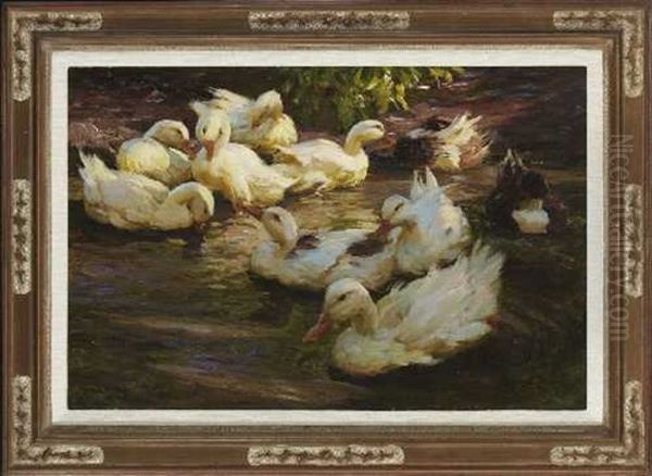 Enten In Herbststimmung (entenidyll) by Alexander Max Koester